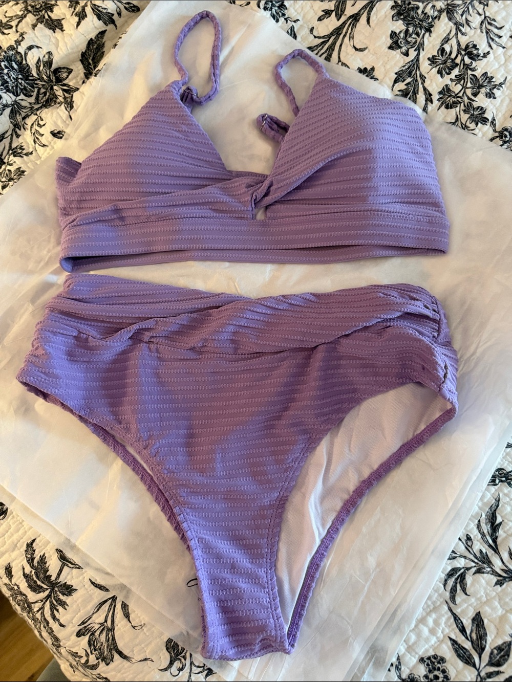 SHEIN Lavender Textured Two-Piece Bikini